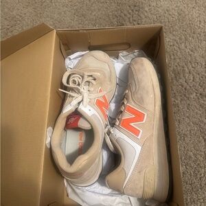 New Balance Beige and Orange Sneakers